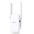 White TP-Link AC1200 Mesh Wi-Fi Range Extender with two external antennas on a white background.